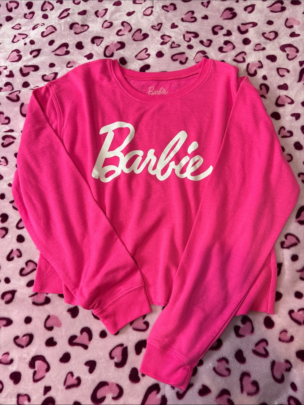 Barbie Hot Pink Crewneck Sweatshirt with White Logo size L